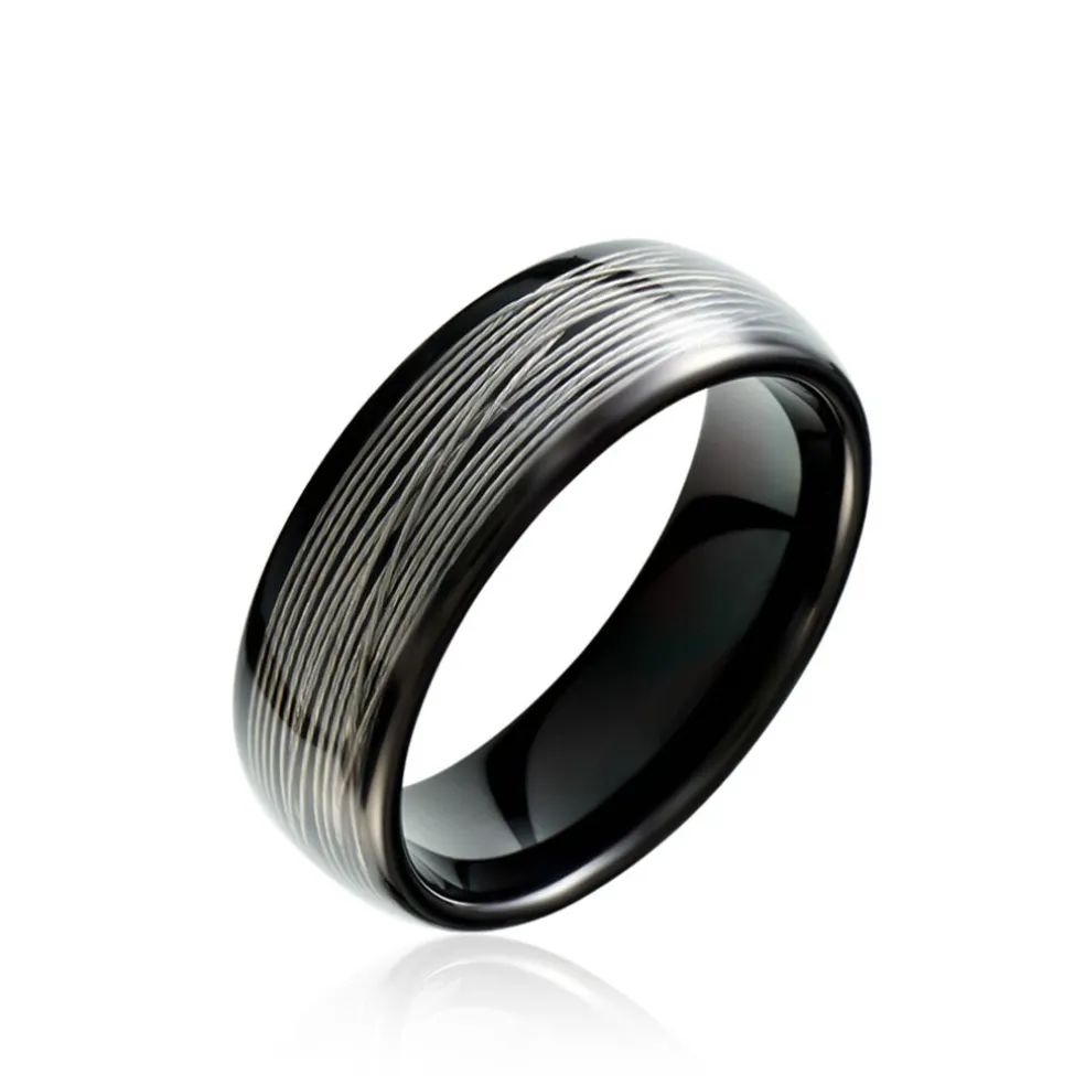 Bague Jourdan Homme Liorin Acier Bicolore Noir Et Blanc Tungstene