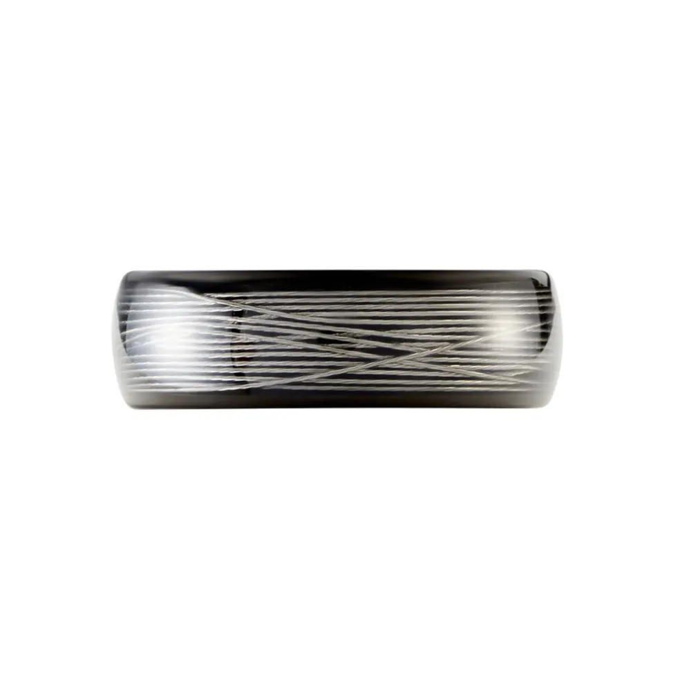 Bague Jourdan Homme Liorin Acier Bicolore Noir Et Blanc Tungstene