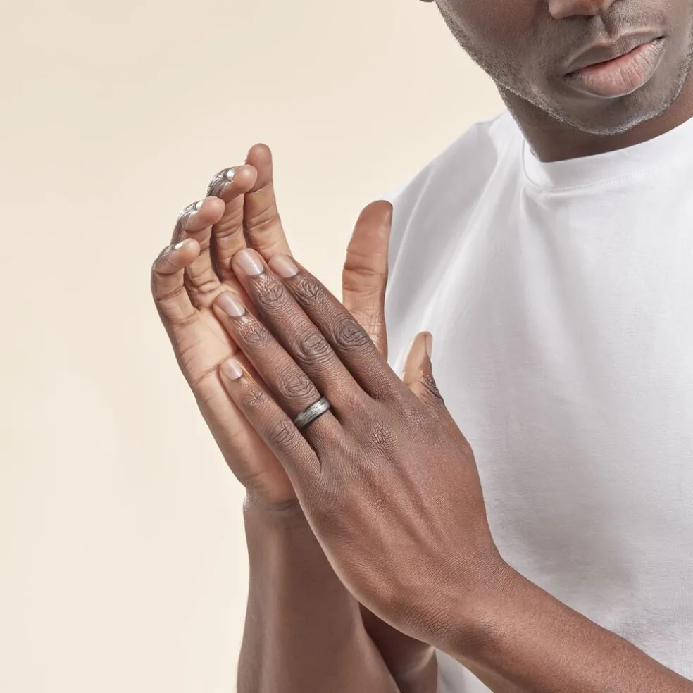 Bague Jourdan Homme Liorin Acier Bicolore Noir Et Blanc Tungstene