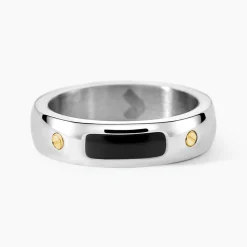 Bague Jourdan Louka Acier Argenté Onyx