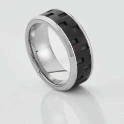 Bague Jourdan Oahu Acier Blanc Et Noir