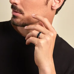 Bague Jourdan Oahu Acier Blanc Et Noir