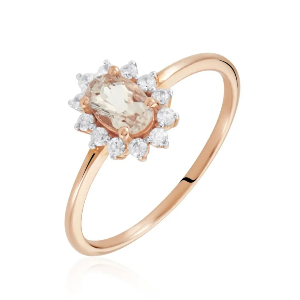 Bague Jozsua Or Rose Morganite Peche Oxyde De Zirconium