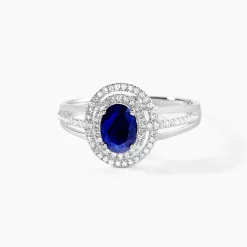 Bague Justine Or Blanc Saphir Et Diamant
