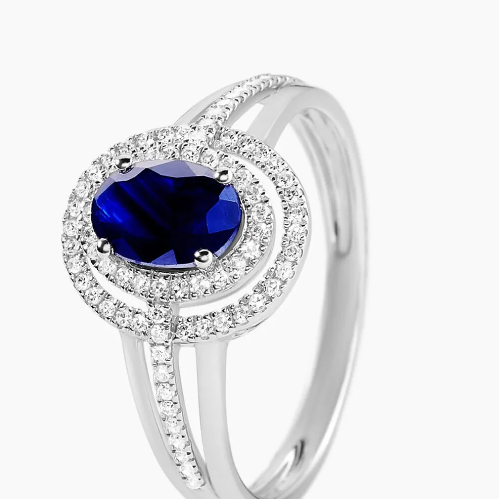 Bague Justine Or Blanc Saphir Et Diamant