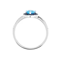 Bague Kenza Or Blanc Topaze Et Saphir Et Diamant