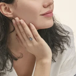 Bague Kenza Or Blanc Topaze Et Saphir Et Diamant