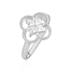 Bague Laetizia Fleur Argent Blanc Oxyde De Zirconium