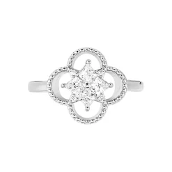 Bague Laetizia Fleur Argent Blanc Oxyde De Zirconium