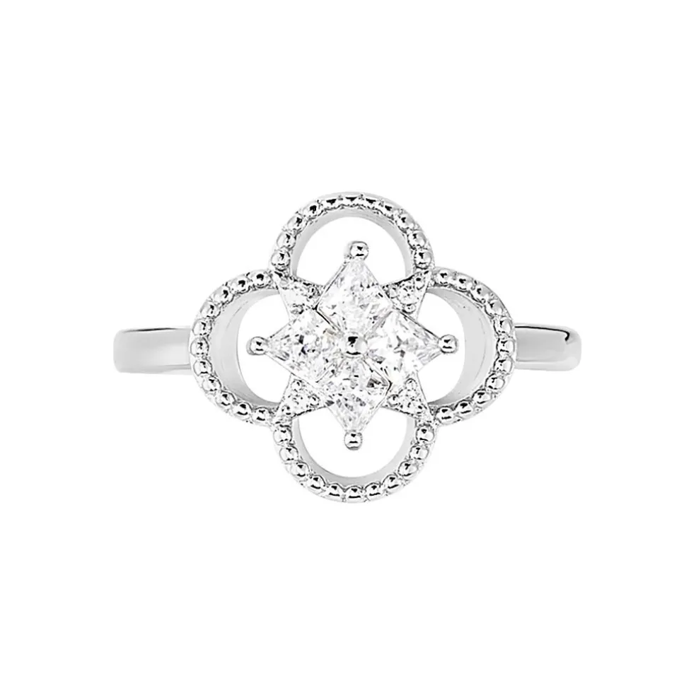 Bague Laetizia Fleur Argent Blanc Oxyde De Zirconium