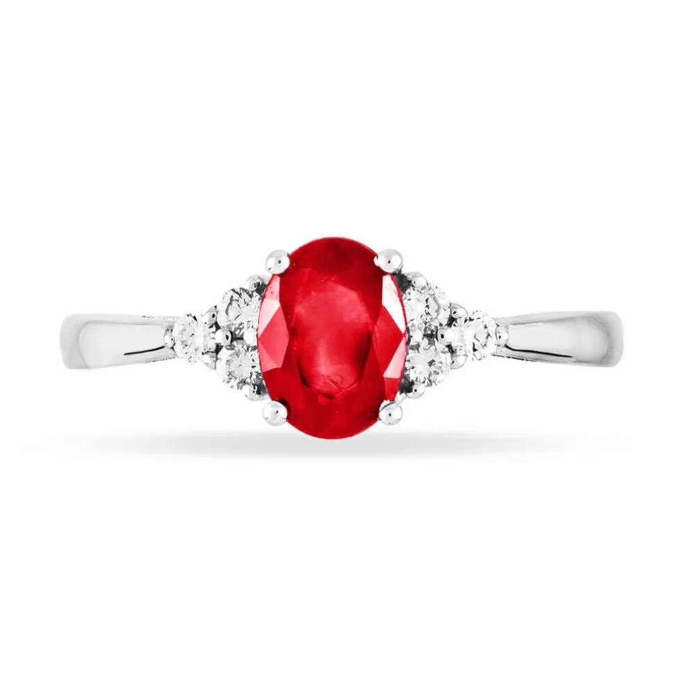 Bague Lea Or Blanc Rubis Et Diamant