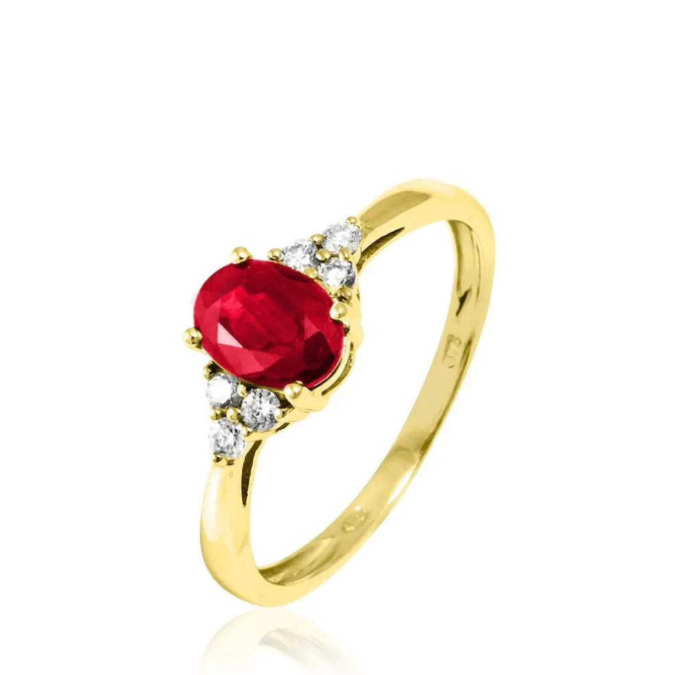 Bague Lea Or Jaune Rubis Et Diamant