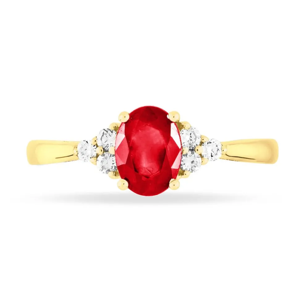 Bague Lea Or Jaune Rubis Et Diamant