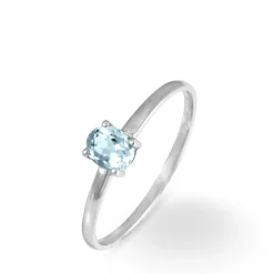 Bague Lily Or Blanc Aigue Marine