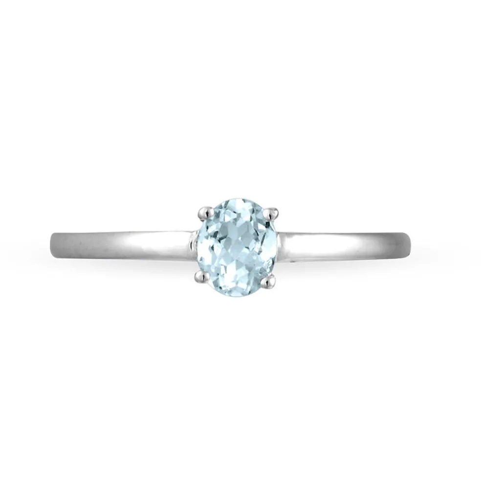 Bague Lily Or Blanc Aigue Marine