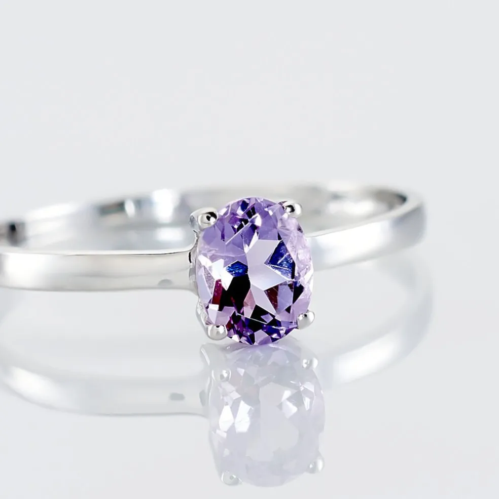 Bague Lily Or Blanc Amethyste