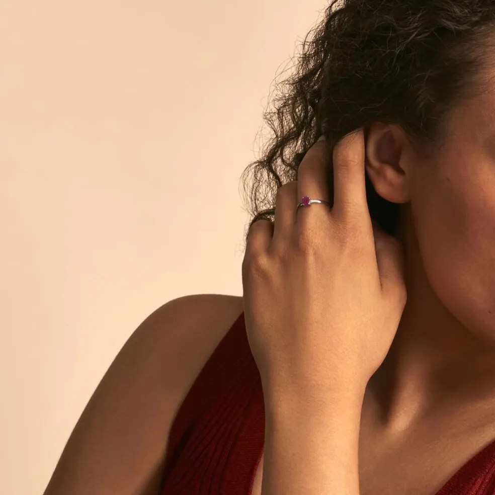 Bague Lily Or Blanc Rubis