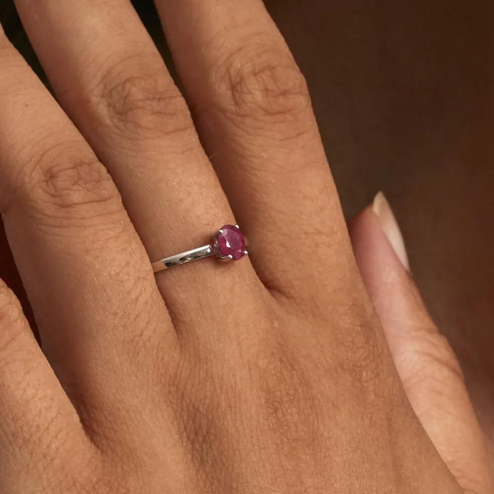 Bague Lily Or Blanc Rubis