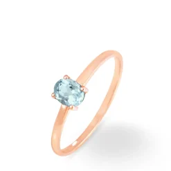 Bague Lily Or Rose Aigue Marine