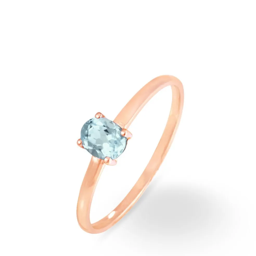 Bague Lily Or Rose Aigue Marine