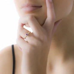 Bague Lily Or Rose Aigue Marine