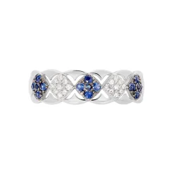 Bague Lina-maria Or Blanc Saphir Et Diamant