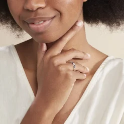 Bague Lina-maria Or Blanc Saphir Et Diamant