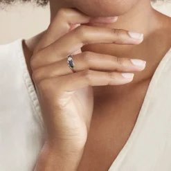 Bague Lina-maria Or Blanc Saphir Et Diamant