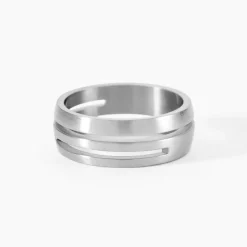 Bague Line Acier Blanc