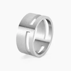 Bague Line Acier Blanc