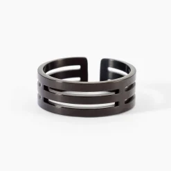Bague Line Acier Noir