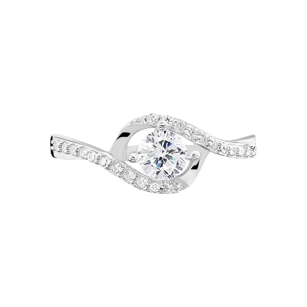 Bague Lines Argent Blanc Oxyde De Zirconium