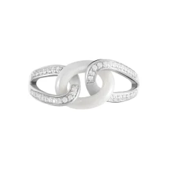 Bague Link Argent Blanc Céramique Et Oxyde De Zirconium