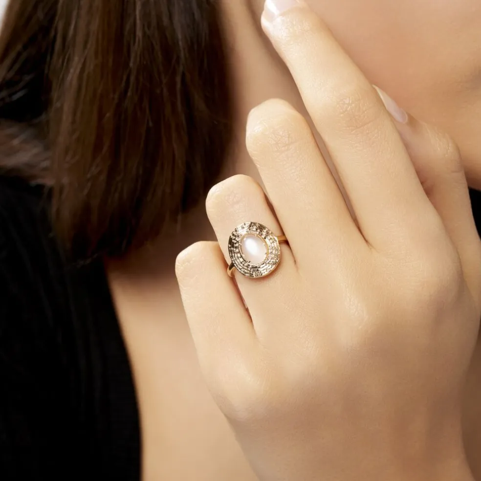 Bague Linna Plaqué Or Jaune Pierre De Lune