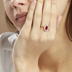 Bague Lisea Plaqué Or Jaune Verre Et Oxyde De Zirconium