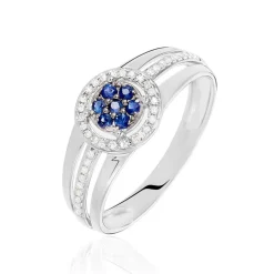 Bague Lise-laure Or Blanc Saphir Et Diamant