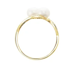 Bague Loeva Or Jaune Perle De Culture Et Oxyde De Zirconium