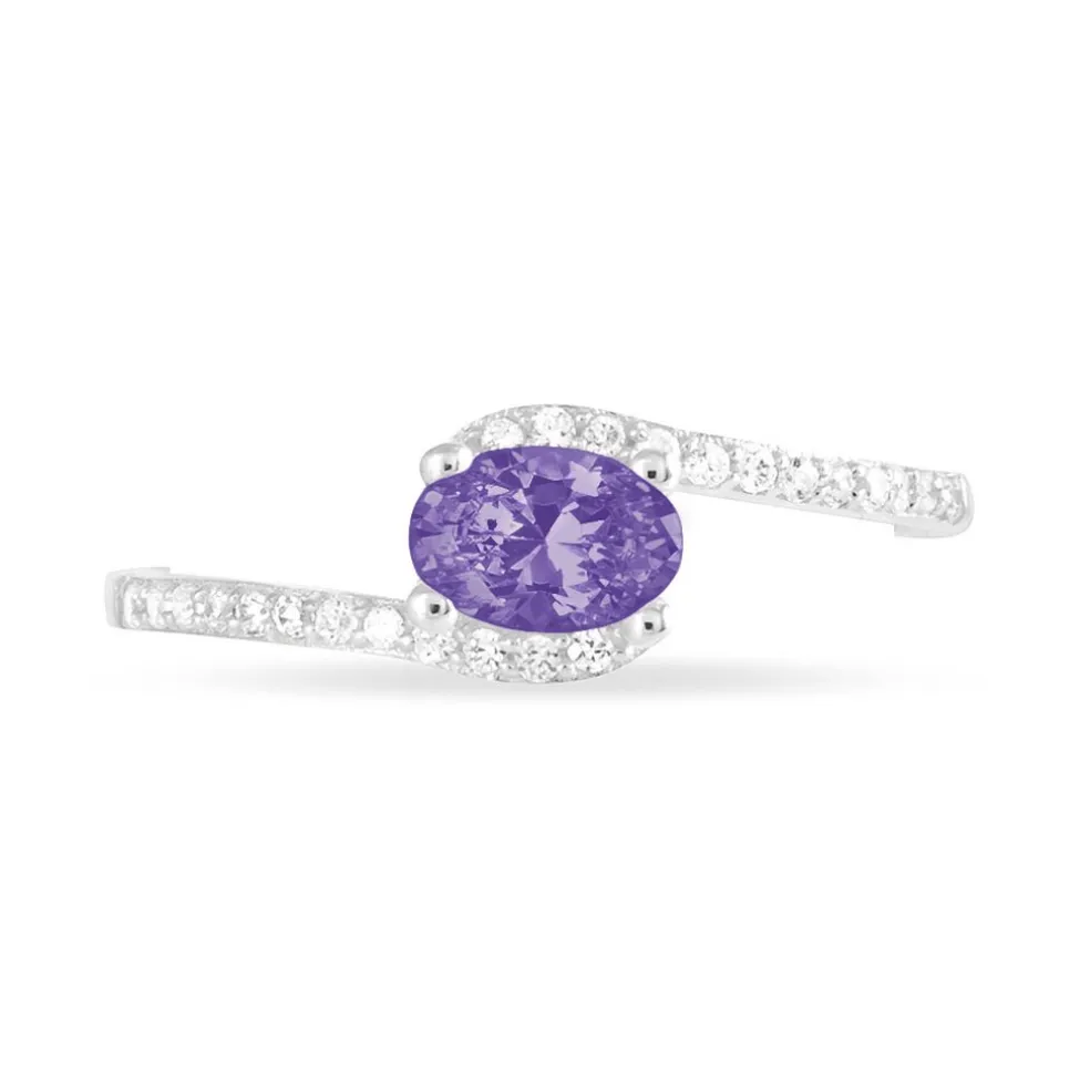 Bague Loriane Or Blanc Amethyste Et Oxyde De Zirconium