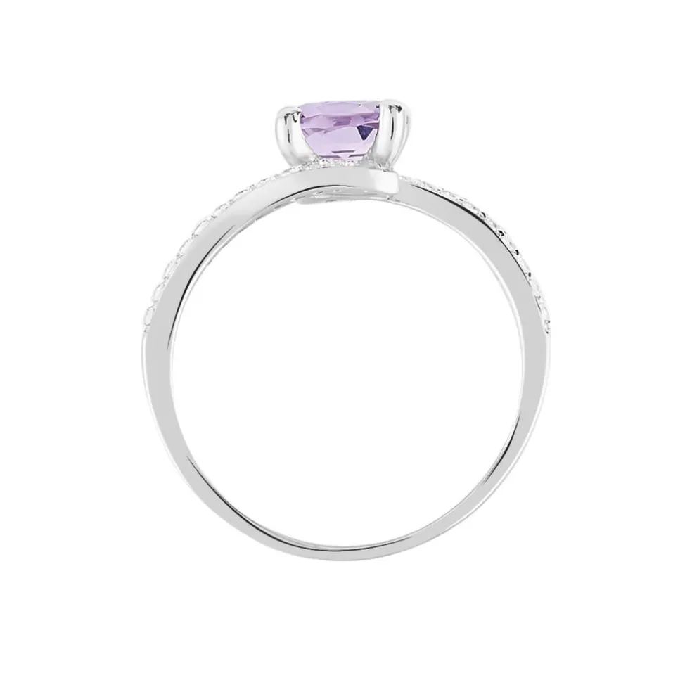 Bague Loriane Or Blanc Amethyste Et Oxyde De Zirconium