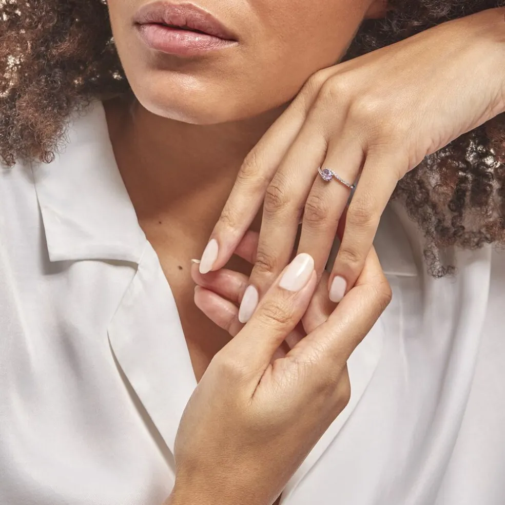 Bague Loriane Or Blanc Amethyste Et Oxyde De Zirconium