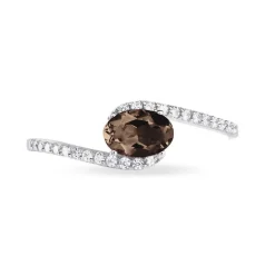 Bague Loriane Or Blanc Quartz Et Diamant