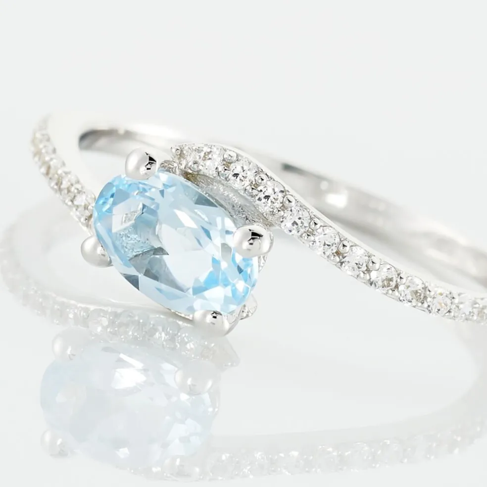 Bague Loriane Or Blanc Topaze Et Oxyde De Zirconium