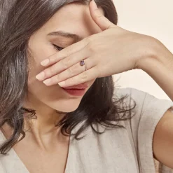 Bague Loriane Or Jaune Amethyste Et Oxyde De Zirconium