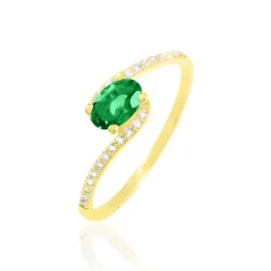 Bague Loriane Or Jaune Emeraude Et Diamant