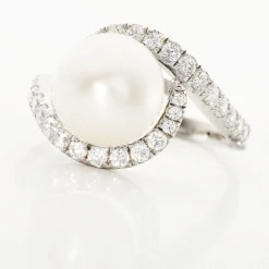 Bague Loris Argent Blanc Perle De Culture Et Oxyde De Zirconium