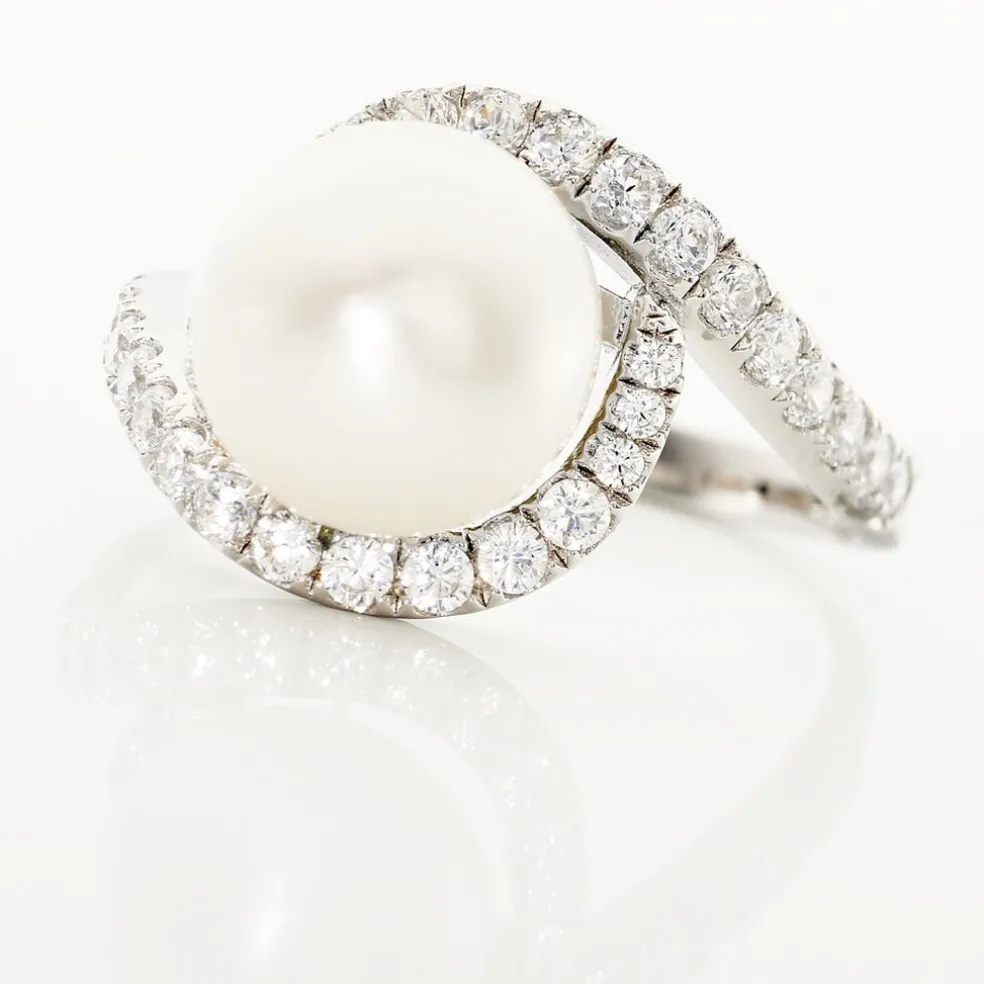 Bague Loris Argent Blanc Perle De Culture Et Oxyde De Zirconium
