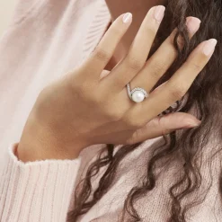 Bague Loris Argent Blanc Perle De Culture Et Oxyde De Zirconium