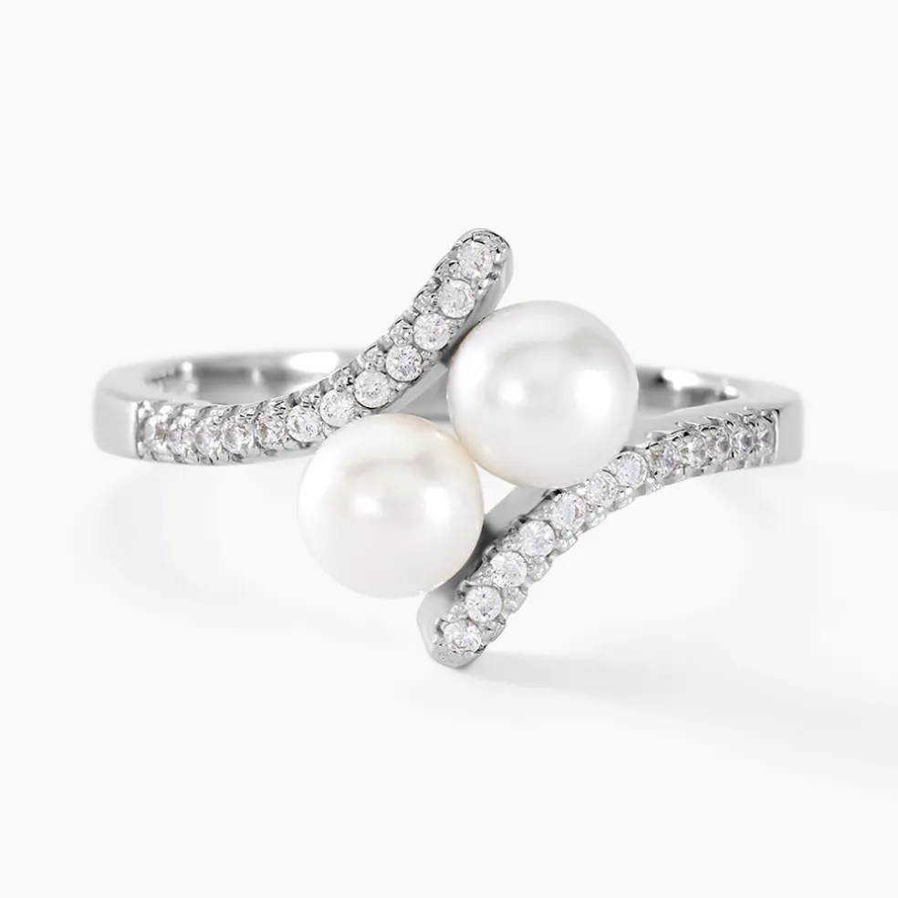 Bague Lua Argent Blanc Perle De Culture Oxyde De Zirconium