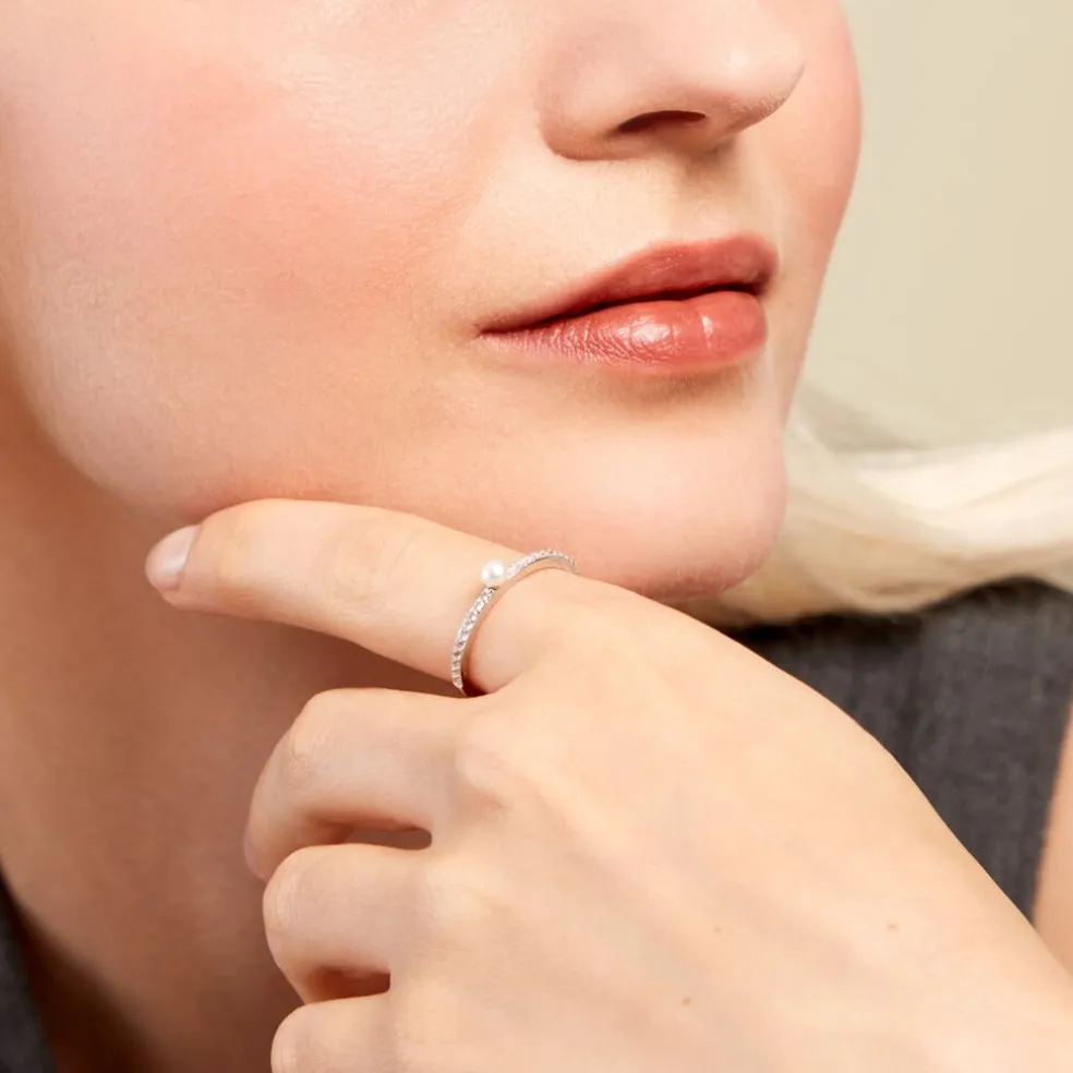 Bague Lua Argent Blanc Perle De Culture Oxyde De Zirconium