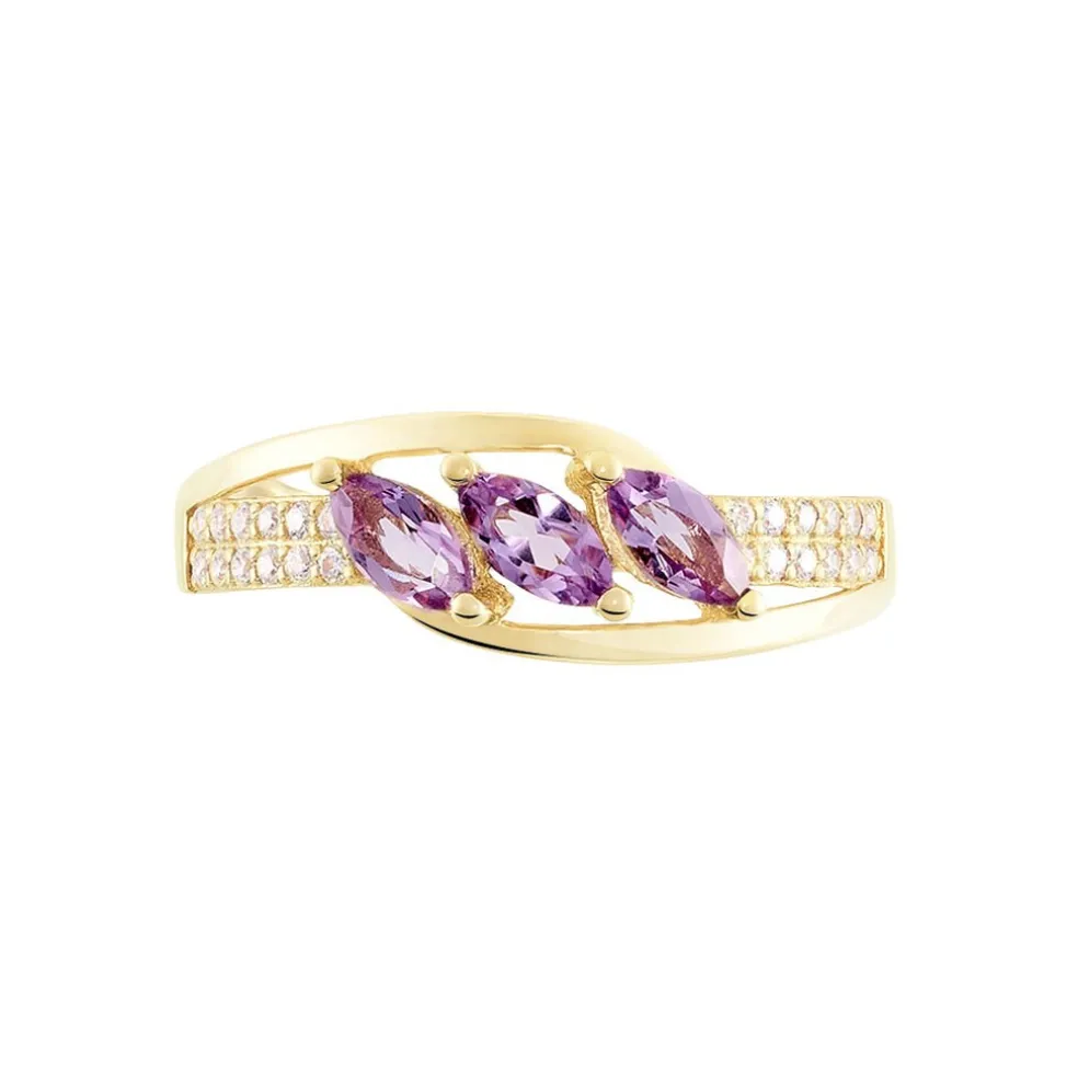 Bague Lukretia Or Jaune Amethyste Et Oxyde De Zirconium